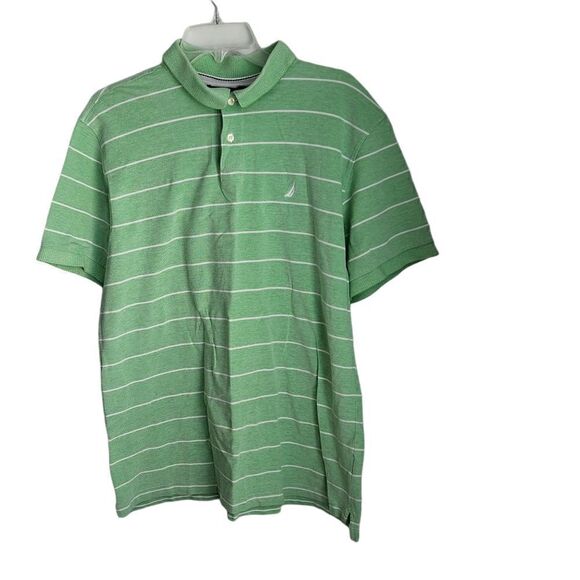 NAUTICA MEN'S GREEN AND WHITE POLO SHIRT SIZE XL - Picture 1 of 6